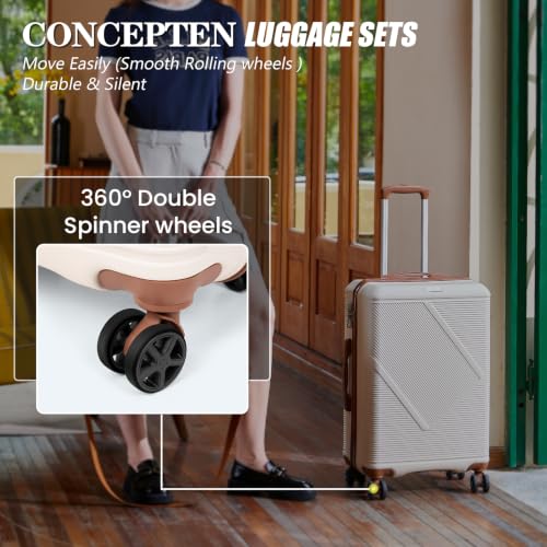 CONCEPTEN Luggage Sets 5 Piece, Hardside Spinner Suitcases with Wheels, Lightweight Carry On Luggage Set with TSA Lock, 20in 24in 28in ABS Hardshell Travel Set, Pink - color: Pink, size: 5PCS
