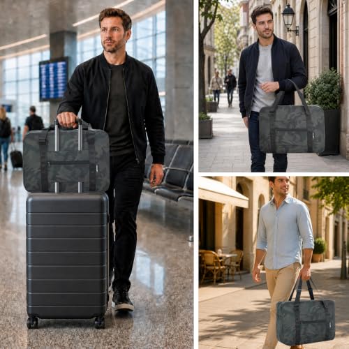 Duffle Bag for Travel Foldable Personal Item Travel Bag (Dark camo, 23L) - color: Dark camo, size: 23L