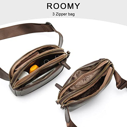 CLUCI Fanny Packs for Women Cross body, Belt Bag for Women, Mini Everywhere Crossbody Waist Bag Adjustable Strap, Vegan Leather Women's Fanny Pack - color: Dark coffee