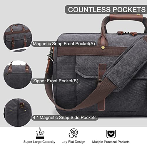 Duffle Bag for Men Waterproof Genuine Leather Canvas Travel Duffel Bags for Women Overnight Weekender Bag for Traveling - color: 4-Black