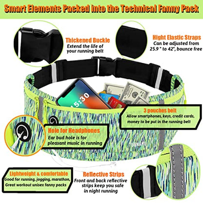 USHAKE Slim Running Belt, Bounce Free Fanny Pack Phone Holder - color: Green