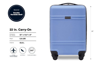 Travelers Club Skyline 22" Carry-On Spinner Luggage, Skyline Blue - color: Skyline Blue