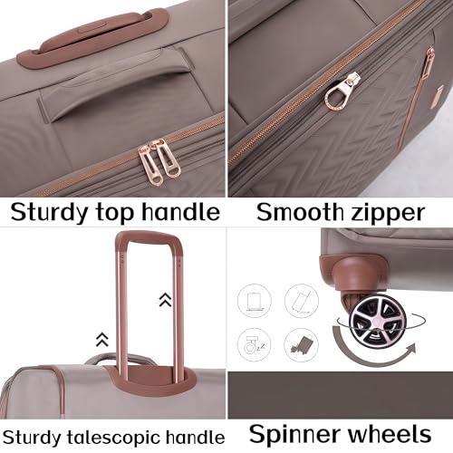 Travelhouse 4-Piece Softside Luggage Set with Spinner Wheels - color: Khaki, size: 4 piece