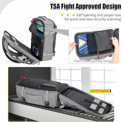 42L Carry On Travel Backpack With 4 Packing Cubes, TSA Friendly - color: Grey