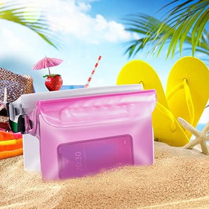 Waterproof Bag Fanny Packs for Women, Floating Beach Bags 2PCS - color: Pink & Clear