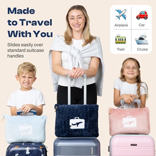 EverSnug Travel Blanket and Pillow - Premium Soft 2 in 1 Airplane Blanket with Soft Bag Pillowcase, Hand Luggage Sleeve and Backpack Clip (Navy Blue) - color: Navy Blue
