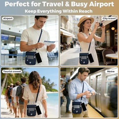 PACMAXI Passport Holder for Travel, RFID Neck Wallet Secure Neck Pouch