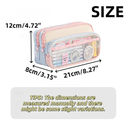Transparent Large Pencil Case Japanese Pastel Pencil Pouch (Orange) - color: Orange