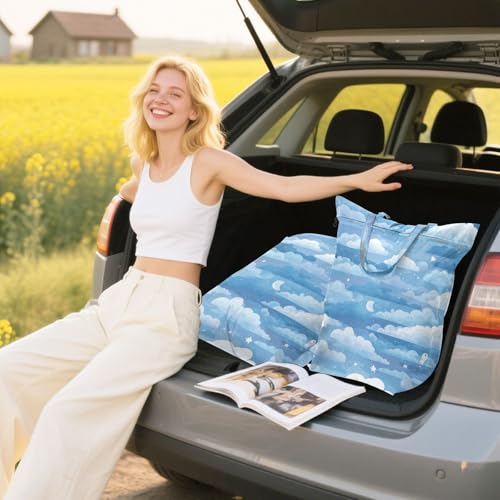 Travel Laundry Bags 2 PC Wet Dry Bag with Handle Dirty Clothes Organizer for Swimsuits Beach Camping Waterproof Washable Blue Gradient Cloud and Stars - color: Blue Gradient Cloud and Stars