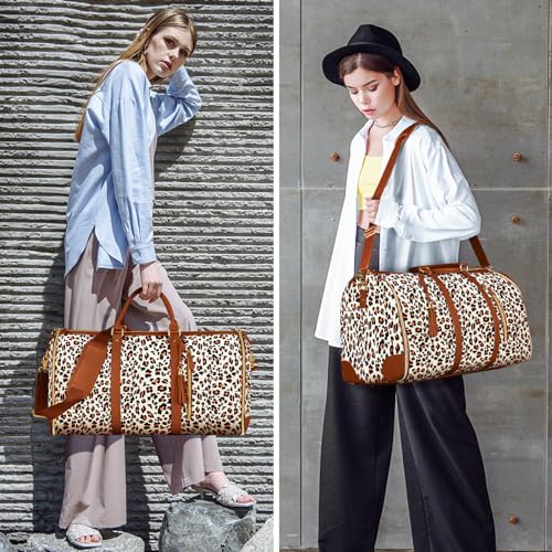 Ytonet Convertible Garment Bags for Travel, Large Carry on Garment Bag - color: Leopard, style: Tote
