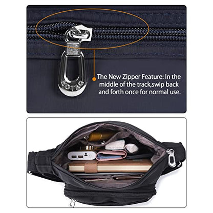 Crossbody Bag for Women Waterproof Shoulder Bag Multi Pockets Nylon Purse - color: Navy Blue-rfid-l