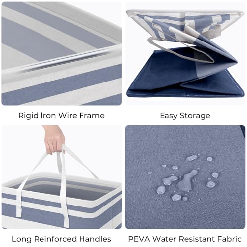 HomeHacks 2 Pack Large Laundry Baskets, Laundry Hampers Bags (Blue 100Lx2) - color: Blue, size: 100L