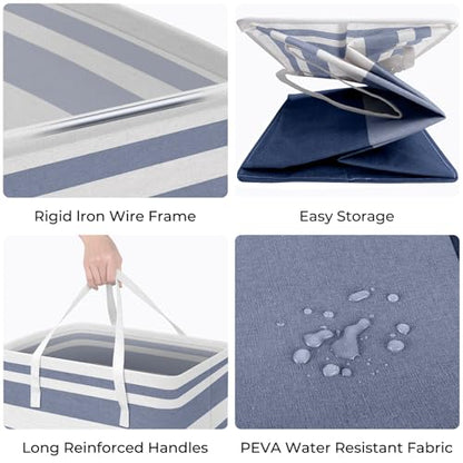 HomeHacks 2 Pack Large Laundry Baskets, Laundry Hampers Bags (Blue 100Lx2) - color: Blue, size: 100L