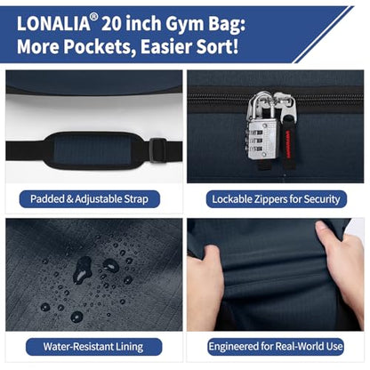 45L Gym Sport Duffle Bag for Men, Navy Blue - color: Navy Blue