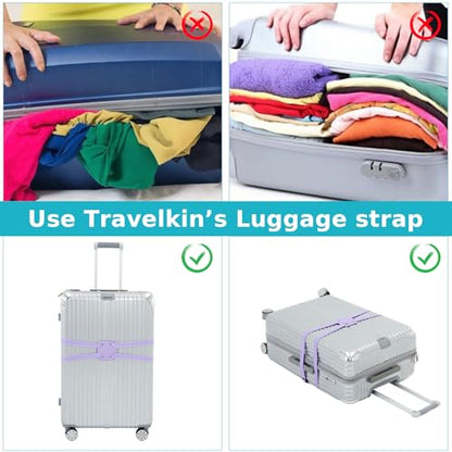 Travelkin Luggage Straps Bag Bungee for Suitcase Add a Bag TSA Approved - color: Lilac