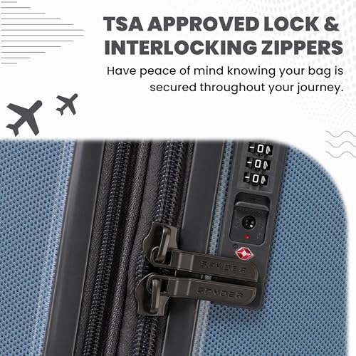 Spyder Rails Expandable Hardside Upright Suitcase with 360 Spinner Wheels, TSA Approved Lock, Denim, Large Checked - color: Denim, size: Large Checked