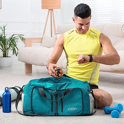 G4Free 40L Foldable Carry-on Travel Duffle Bag Packable Sports Gym Bag - color: Teal Blue