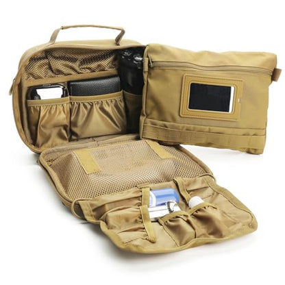 Toiletry Bag for Men Travel Tactical Hanging Dopp Kit Shaving Hygiene Bag - color: Khaki