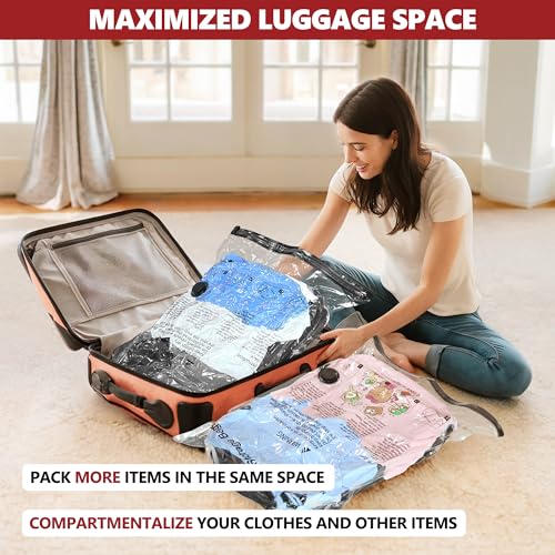 Vacuum Seal Bags for Clothing Travel and Home Storage, Travel Vacuum Bags with Electric Pump, Space Saver Compression Packing Cubes for Luggage Suitcase Bedding Blankets Clothes, 10 Medium - size: 10 Medium