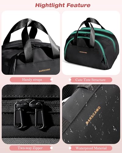 Marscamd Travel Makeup Bag for Women, Lay-Flat Toiletry Organizer, Black - color: Black