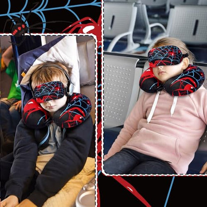 Gilprop 2 Pcs Spiderweb Neck Pillow for Travel with Sleep Eye Mask - style: Spiderweb