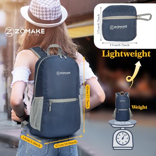 ZOMAKE Lightweight Packable Backpack, Foldable Small Travel Day Pack - color: B-royal Blue 1