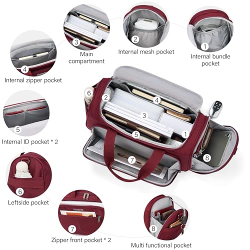 Hanke Small Underseat Carry On Luggage Bags for Travel with 10 Pockets. - color: Burgundy, size: Underseat Carry-On
