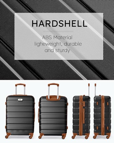 Suitour Luggage 3 Piece Sets Hard Shell Luggage Set with Spinner Wheels, TSA Lock, 20 24 28 inch Travel Suitcase Sets (Black Brown) - color: Black Brown, size: 3-Piece Set (20/24/28)