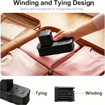 VYLEE Universal Travel Adapter with 6FT Extension Cord - color: Black Grey