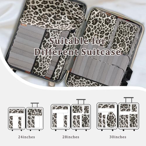 U+U 10 Set Compression Packing Cubes, Travel Organizers (Leopard) - color: Leopard-02, size: 10 Set