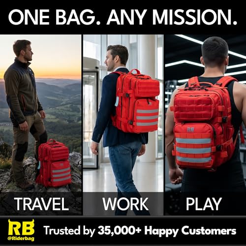 riderbag Xtreme Tactical Sport Bag, 45L Gym, Travel and Adventure Backpack - color: Red, size: 45L