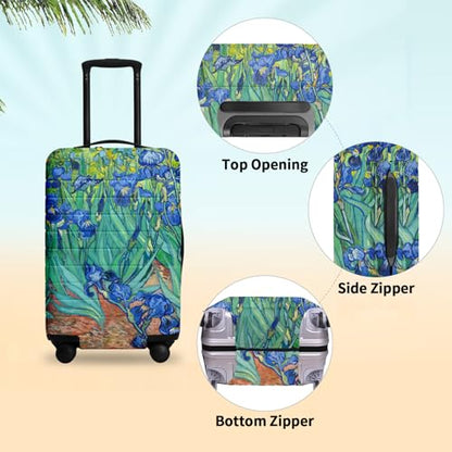 Luggage Covers For Suitcase TSA Approved, Fits 18-32 Inch - color: Irises in the Garden, size: L(27"-30" Suitcase)