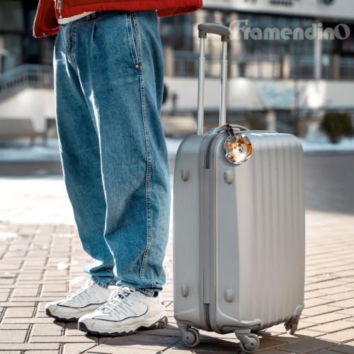 Framendino, 10 Pack Sublimation Blanks Round Luggage Tags with Strap MDF Heat Transfer Double Sided DIY
