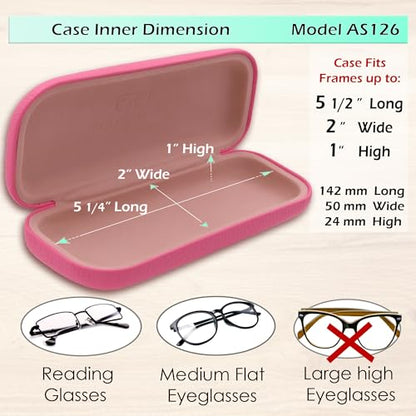 MyEyeglassCase Women's Hard Eyeglass Case | Protective Hard Shell Glasses Case with Pouch and Cloth - color: Pink Distressed