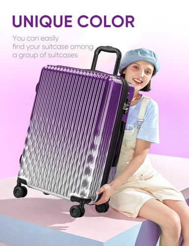 Tolino Luggage Sets 2 Piece (20/24 In),Expandable Suitcases with Wheels - color: Galaxy Violet, size: 2 Sets(20In/24In)