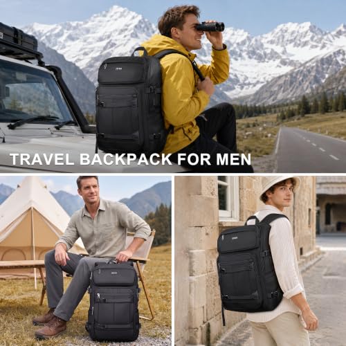 PIJUSHI Travel Backpack 35L Carry On Backpack Flight Approved - color: Updated Black