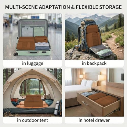 4 Piece Compression Packing Cubes for 3–7 Day Travel, Light Brown - color: Light Brown