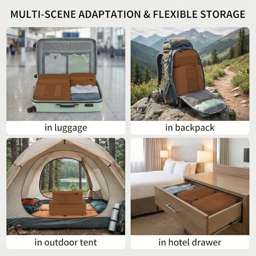 4 Piece Compression Packing Cubes for 3–7 Day Travel, Light Brown - color: Light Brown