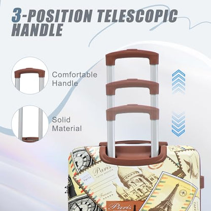 Hardside Luggage Sets, Lightweight Stripes Suitcase with Spinner Wheels, Coffee-PC - color: Coffee-PC, size: 20/24/28 Inch