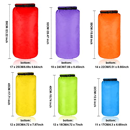 Shappy 6 Pcs Waterproof Dry Bag Set Ultralight Stuff Sack 20/15/10/8/5/3L Backpacking Bag with Long Adjustable Strap Outdoor Keep Gear Dry Sack for Camping Kayaking Boating Hiking Travel - color: Colorful