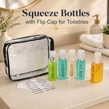 Travel Bottles for Toiletries 5 PCS 3.4oz Plastic Bottles with Clear Bag - color: Clear with bag