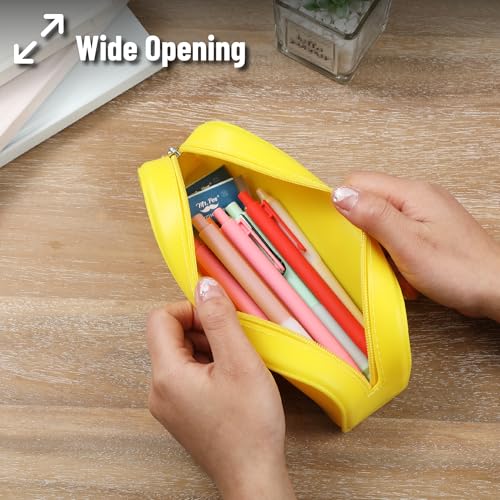 Mr. Pen- Silicone Pencil Case, Aesthetic Pencil Bag for Women, Makeup Pouch - color: Yellow