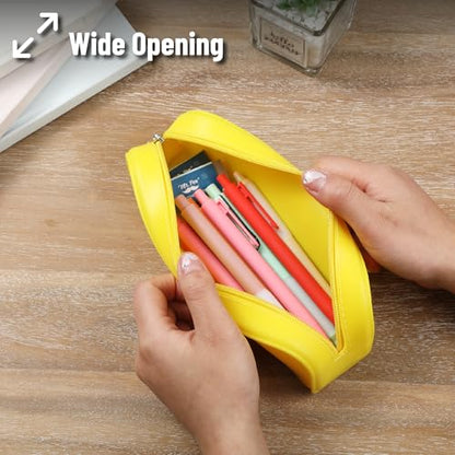 Mr. Pen- Silicone Pencil Case, Aesthetic Pencil Bag for Women, Makeup Pouch - color: Yellow