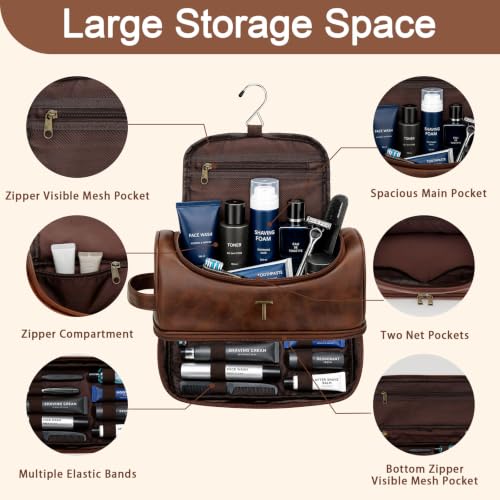 Personalized Toiletry Bag for Men, Initial Custom Gifts for Men - style: T