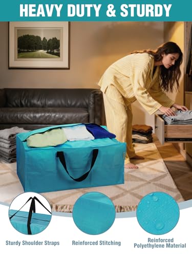 WORKPRO 10 Pack Extra Large Moving Bags with Backpack Straps & Handles - color: Blue, size: 10 Pack