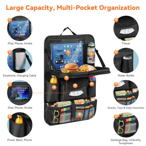 Backseat Car Organizer with Foldable Table & Touch Screen Tablet Holder - color: A-2Pack