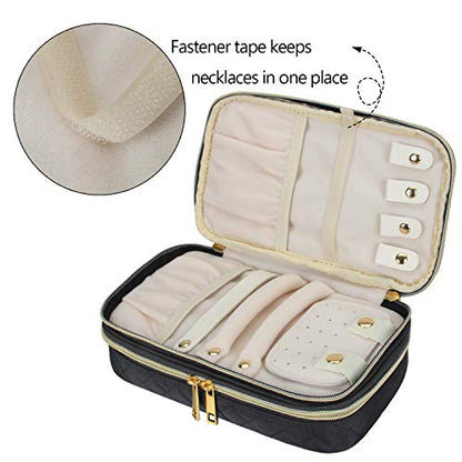 Teamoy Travel Jewelry Case Organizer Storage Box for Women, Quilted Black - color: Black Quilted