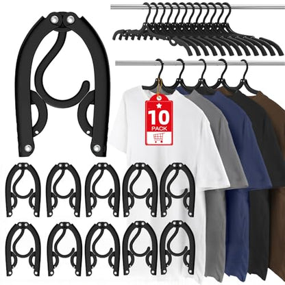 10Pcs Foldable Travel Hangers Cruise Essentials 2026 Phone Sized - color: Black, size: 10 Pack