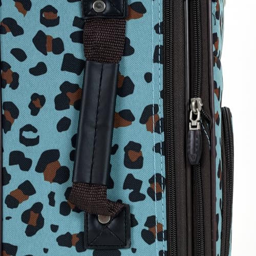 Rockland Fashion Softside Upright Luggage Set,Expandable,Telescopic Handle,Wheel, Blue Leopard, 2-Piece (14/19) - color: Blue Leopard, size: 2 Piece (19"/14" Tote)