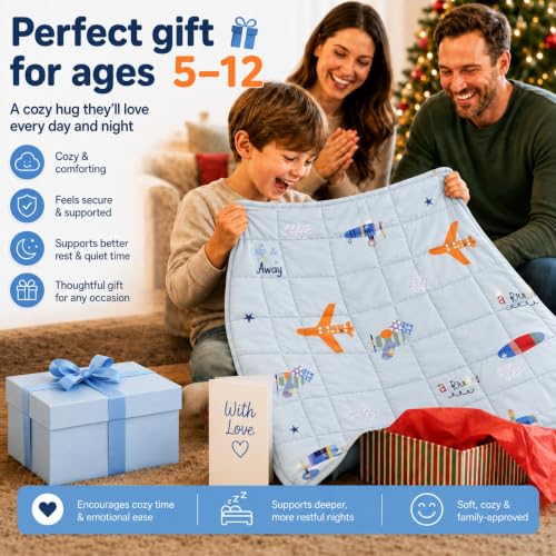 Weighted Blanket 7lbs Small Heavy Throw Blanket Gifts 41"x60" Airplane - color: Blue Airplane, size: 41"×60" 7lbs